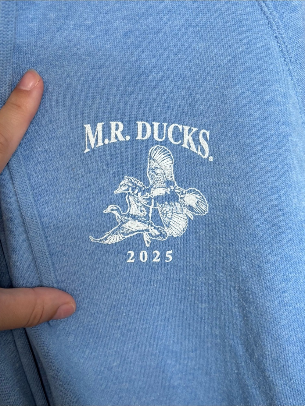 MR Ducks Blue Fleece Full Zip Hoodie Sweatshirt Jacket Sz Large - Picture 2 of 8